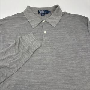 Polo Ralph Lauren XL Solid Gray Silk Blend Long Sleeve Polo Shirt